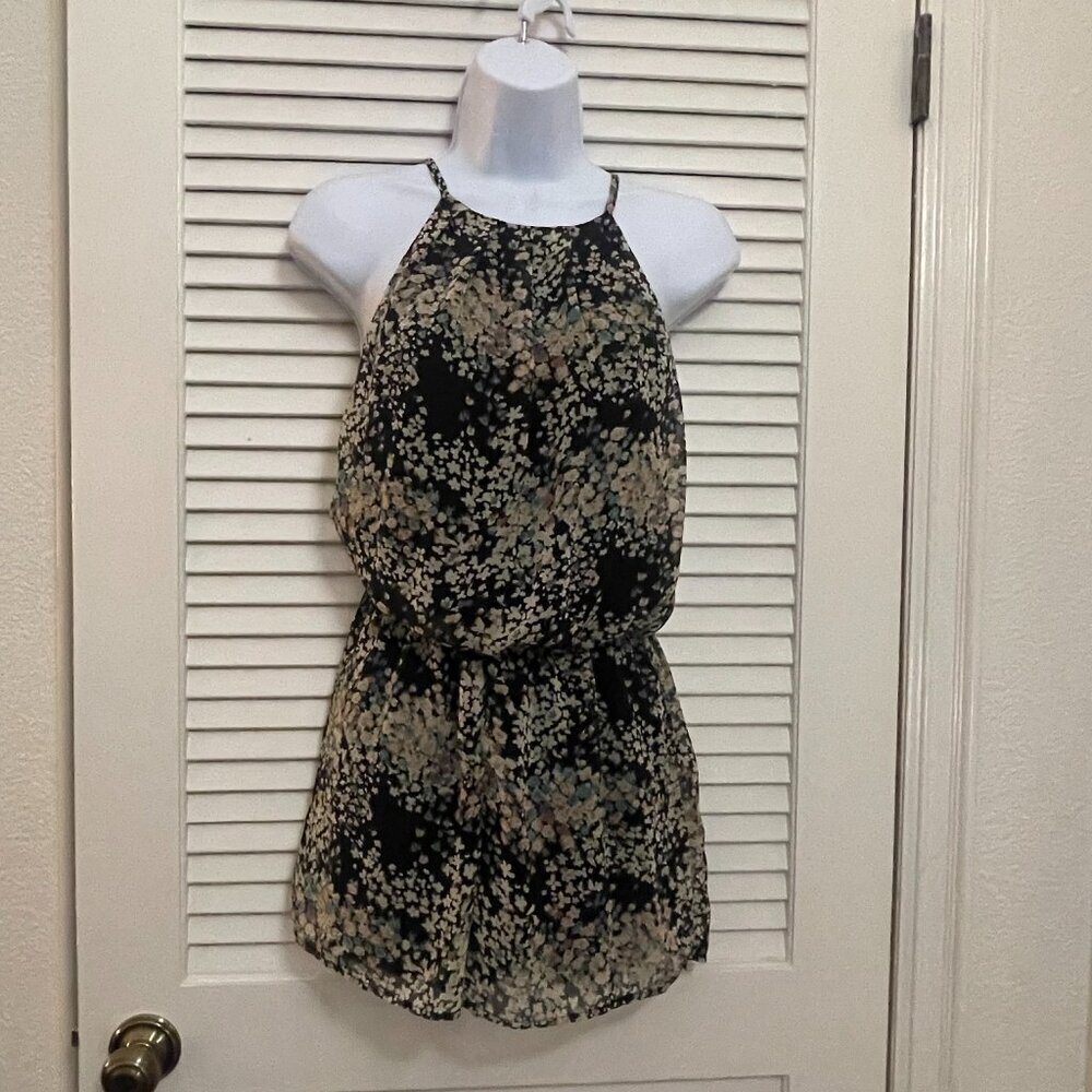 Boho Floral Halter Mini Dress Small Summer Vacation